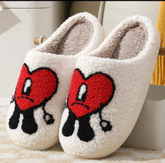 Bad Bunny Heart Slippers Fluffy