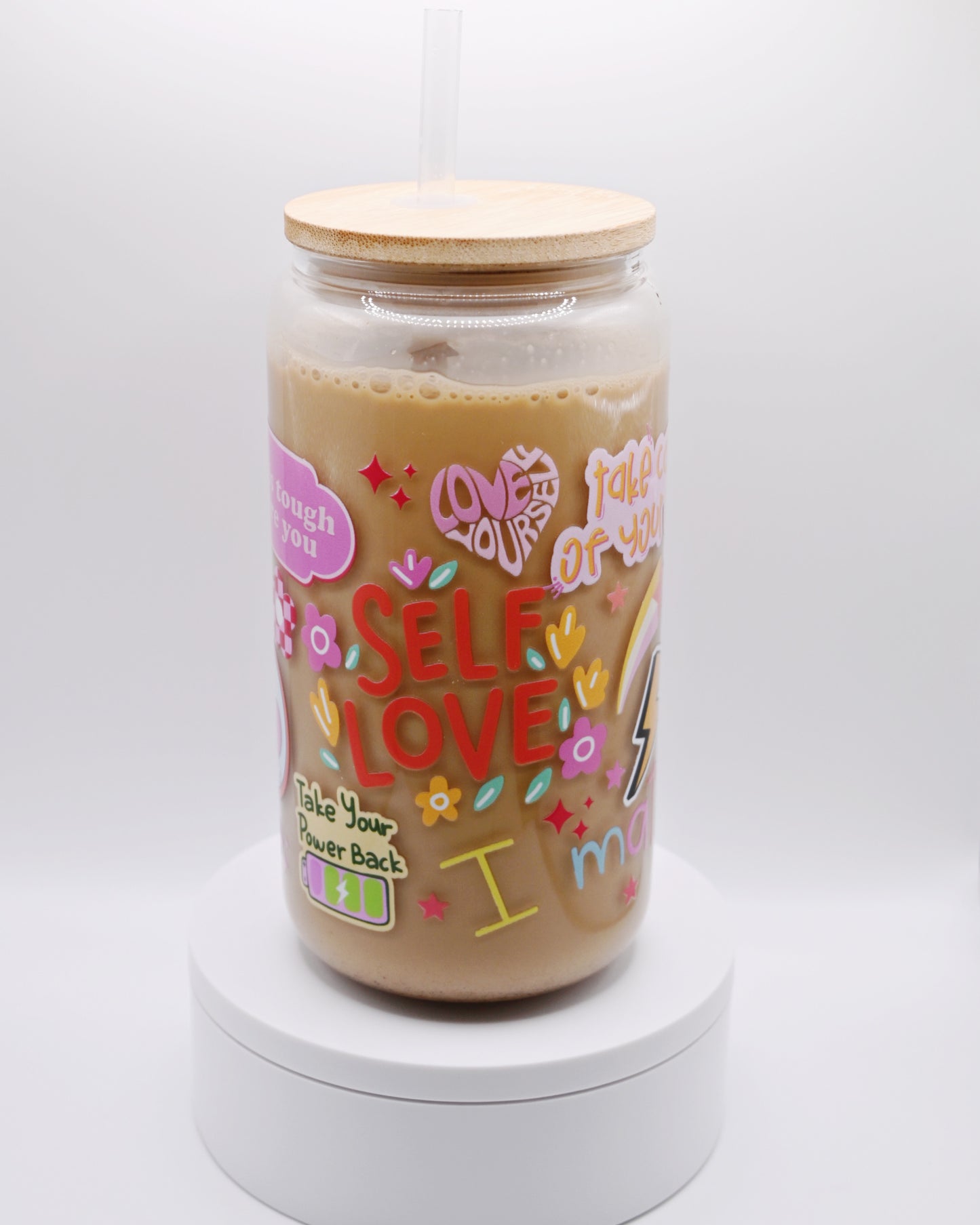 Self Love Glass Cup, Self Love Gifts, Self Love Club Glass Tumbler, Motivational Gift, Mental Health Cup, Affirmation Glass Cup