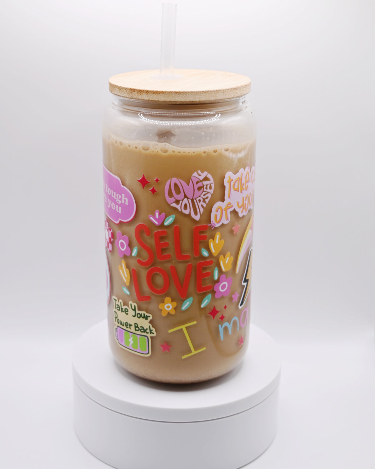 Self Love Glass Cup, Self Love Gifts, Self Love Club Glass Tumbler, Motivational Gift, Mental Health Cup, Affirmation Glass Cup